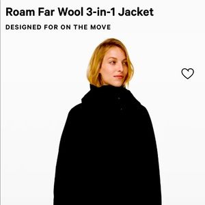 NWT Lululemon Roam Far Wool 3-1 Jacket Heather Black in Color Size10 ♥️